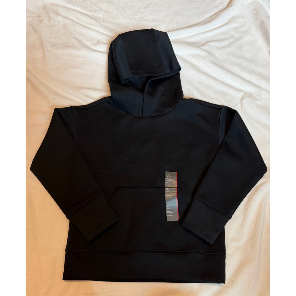 All in Motion Kids Pullover Sweatshirt Black Hoodie XS 4/5 Thumbholes